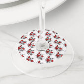 赤いバラのメカニカルクレセント ワイングラスタグ (クローズアップ)