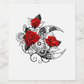 赤いバラのメカニカルクレセント ワインラベル (シングルラベル)