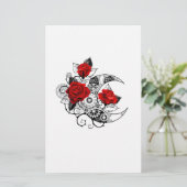 赤いバラのメカニカルクレセント 便箋 (スタンド正面)