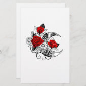 赤いバラのメカニカルクレセント 便箋 (正面/裏面)