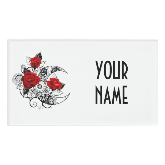 赤いバラのメカニカルクレセント 名札 (正面)