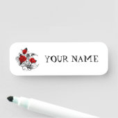 赤いバラのメカニカルクレセント 名札 (インサイチュ)