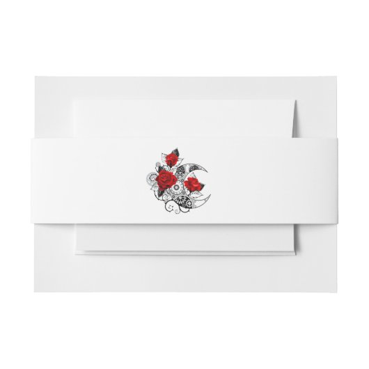 赤いバラのメカニカルクレセント 招待状ベリーバンド (正面例)