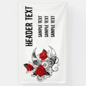 赤いバラのメカニカルクレセント 横断幕 (縦)