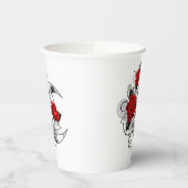 赤いバラのメカニカルクレセント 紙コップ (左)