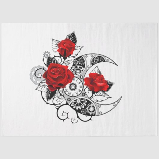 赤いバラのメカニカルクレセント 薄葉紙 (正面)