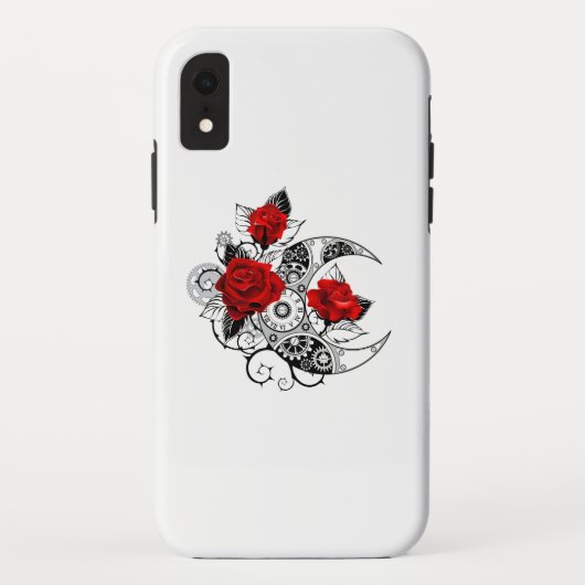 赤いバラのメカニカルクレセント Case-Mate iPhoneケース (裏面)