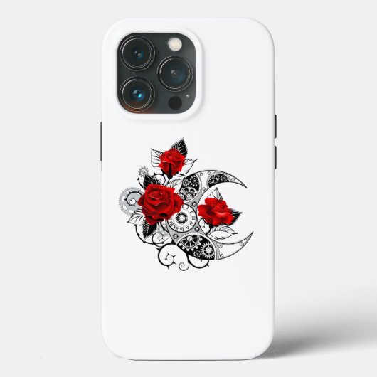 赤いバラのメカニカルクレセント Case-Mate iPhoneケース (裏面)