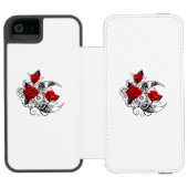 赤いバラのメカニカルクレセント INCIPIO iPhoneウォレットケース (フォリオ Open)