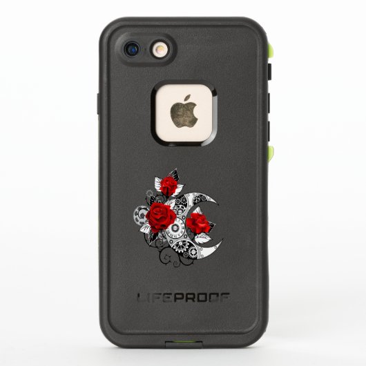 赤いバラのメカニカルクレセント LifeProof iPhoneケース (裏面)
