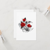 赤いバラのメカニカル・クレセント カード (正面/裏面インサイチュ)