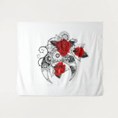 赤いバラのメカニック・クレセント タペストリー (正面(横))