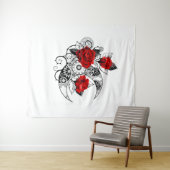 赤いバラのメカニック・クレセント タペストリー (インサイチュ(横))