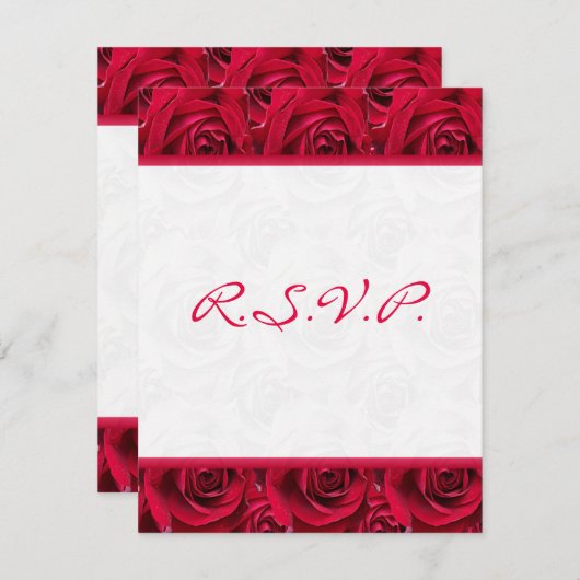 赤いバラのメッセージカード(スクエアサイズには収まりません) 出欠カード (正面/裏面)