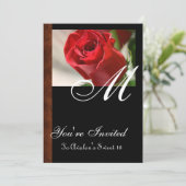 赤いバラのモノグラムのすべての行事の誕生日の招待状 招待状 (スタンド正面)