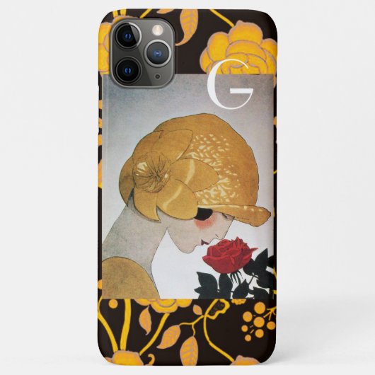 赤いバラのモノグラムの女性 Case-Mate iPhoneケース (裏面)