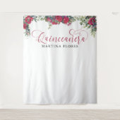 赤いバラのユーカリ エレガントなキンチェアネラの背景 タペストリー (正面)