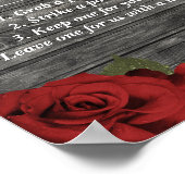 赤いバラのラスティックブラックレース ウェディングフォトステーション ポスター (角)
