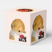 赤いバラのルビージェムストーンモノグラム、ピンクの女性 フェイバーボックス (裏面サイド)