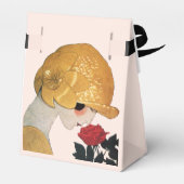 赤いバラのルビージェムストーンモノグラム、ピンクの女性 フェイバーボックス (裏面サイド)