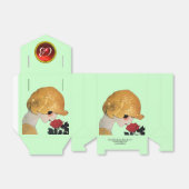 赤いバラのルビージェムストーンモノグラム、緑の女性 フェイバーボックス (折り畳みなし)