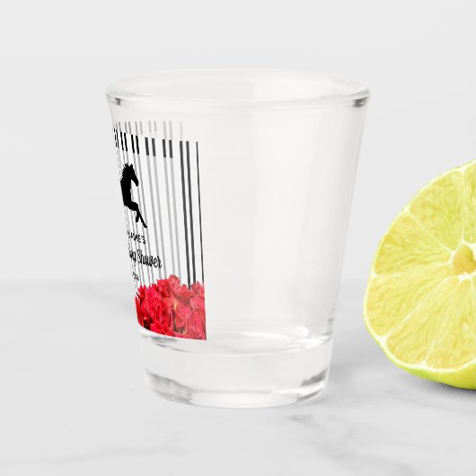 赤いバラのレースホースダービーウェディングシャワー ショットグラス (右)