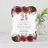 赤いバラのロマンチックな25周年結婚記念日 招待状 (スタンド正面)