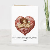 赤いバラのヴィンテージのバレンタイン シーズンカード (裏面)