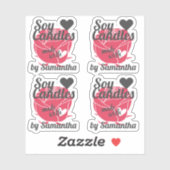 赤いバラのヴィンテージ色 – ハートしょうゆで作る シール (シート)