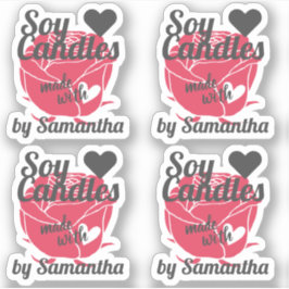 赤いバラのヴィンテージ色 – ハートしょうゆで作る シール