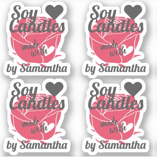 赤いバラのヴィンテージ色 – ハートしょうゆで作る シール (正面)