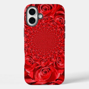 赤いバラの万華鏡 ハッピーバレンタインデーアート iPhone 16 PLUSケース