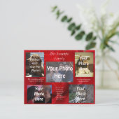 赤いバラの上の私たちの美しい家族写真 ポストカード (スタンド正面)