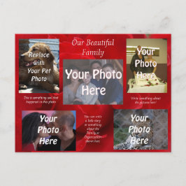 赤いバラの上の私たちの美しい家族写真 ポストカード