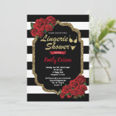 赤いバラの下着シャワー(黒と金ゴールド) 招待状 (スタンド正面)