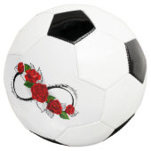 赤いバラの付いたインフィニティシンボル サッカーボール (3/4)