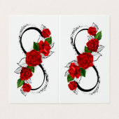 赤いバラの付いたインフィニティシンボル 名刺 (外部フラット)