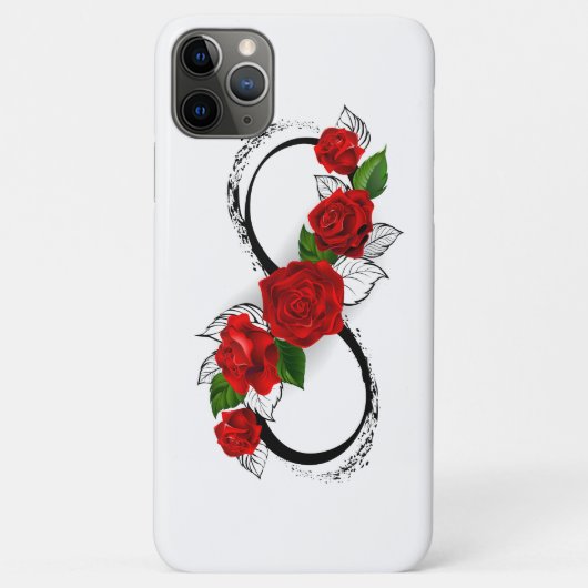 赤いバラの付いたインフィニティシンボル Case-Mate iPhoneケース (裏面)