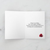 赤いバラの付いた寄付カードに感謝 サンキューカード (内部)