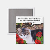 赤いバラの付いた猫 マグネット (正面/裏面)