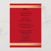 赤いバラの付いた金のフレーム、ゴシックウェディング メニュー (正面)