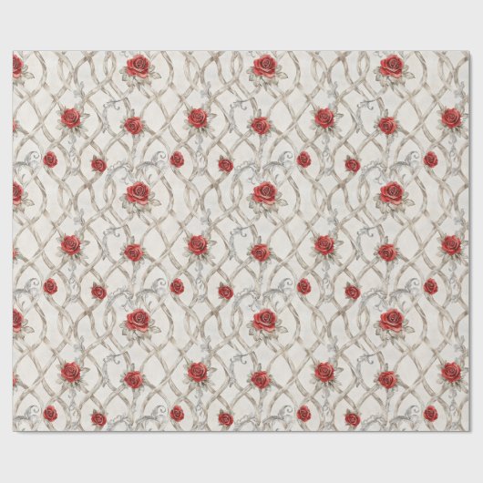 赤いバラの偽木の花の愛 ラッピングペーパー (フラット)