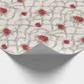 赤いバラの偽木の花の愛 ラッピングペーパー (角)