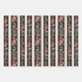 赤いバラの偽木の花の結婚式 ラッピングペーパーシート (正面2)