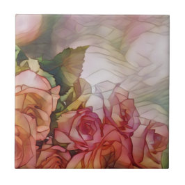 赤いバラの光が落ち込む太陽の光 タイル