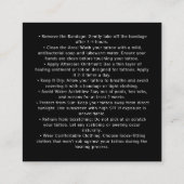 赤いバラの入れ墨アフターケアの指示スタイリッシュ スクエア名刺 (裏面)