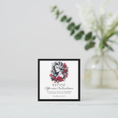 赤いバラの入れ墨アフターケアの指示スタイリッシュ スクエア名刺 (スタンド正面)