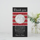 赤いバラの写真はカスタマイズ可能なテンプレートを-梳きます サンキューカード (スタンド正面)