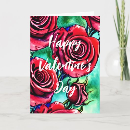 赤いバラの写真バレンタインデー妻への愛 シーズンカード (正面)