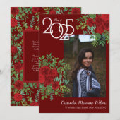 赤いバラの写真 卒業のお知らせ 招待状 (正面/裏面)